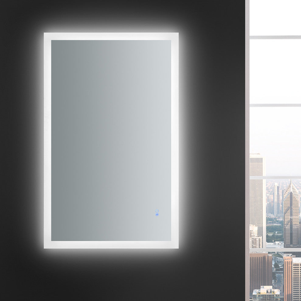 Angelo Bathroom Mirror With Halo Style LED Lighting and Defogger, 48"x30"