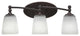 Capri 3-Light Bath Bar, Dark Granite Finish With 4.5" White Muslin Glass