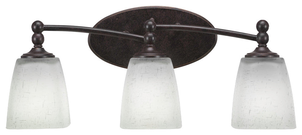 Capri 3-Light Bath Bar, Dark Granite Finish With 4.5" White Muslin Glass