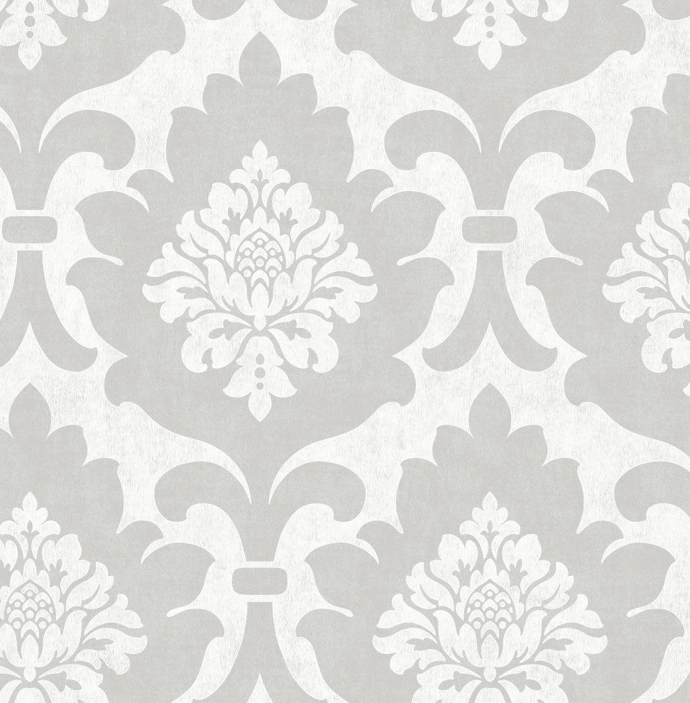 Osbourne Silver Damask Wallpaper