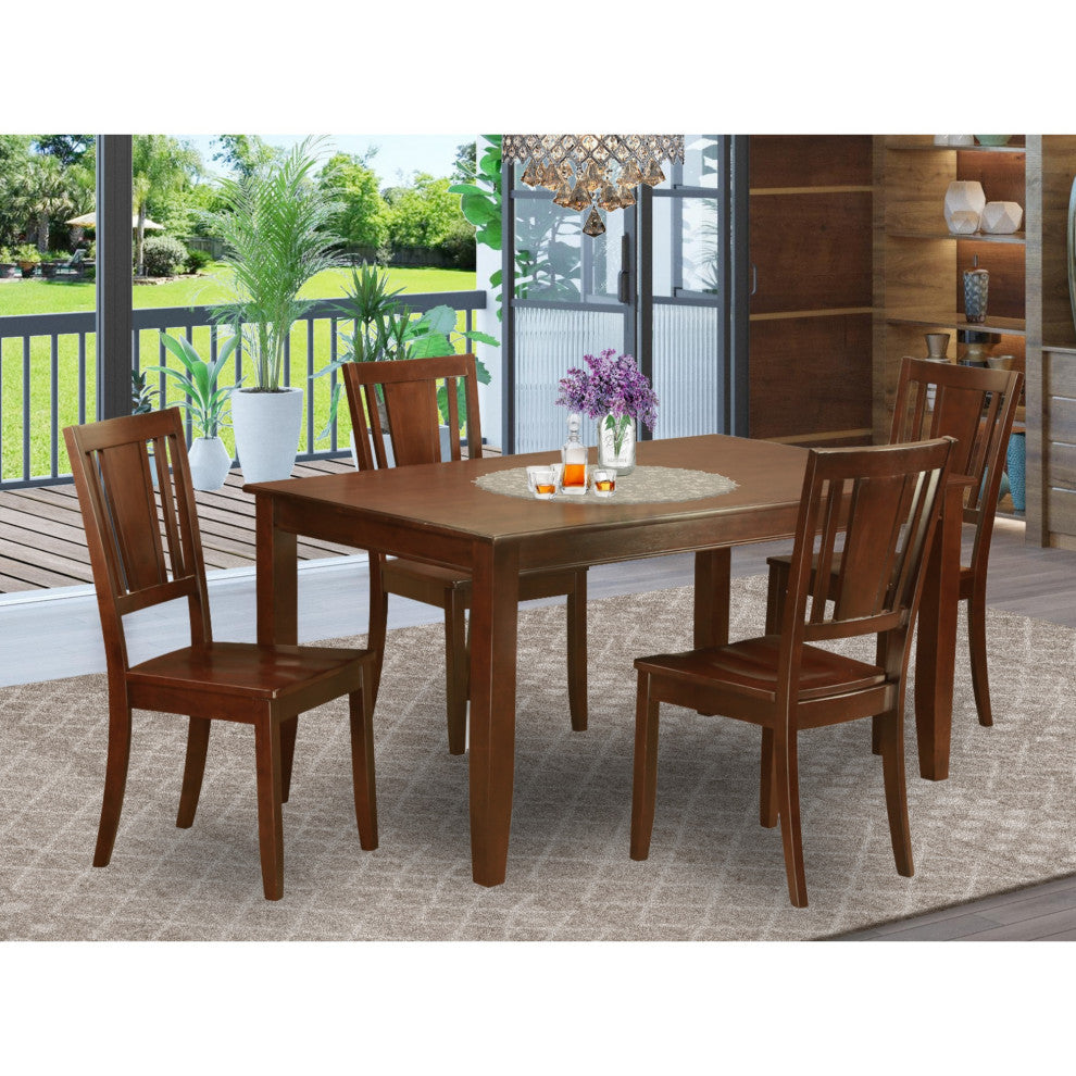 Dudl5-Mah-W 5-Piece Dining Room Set-Dinette Table And 4 Dining Chairs