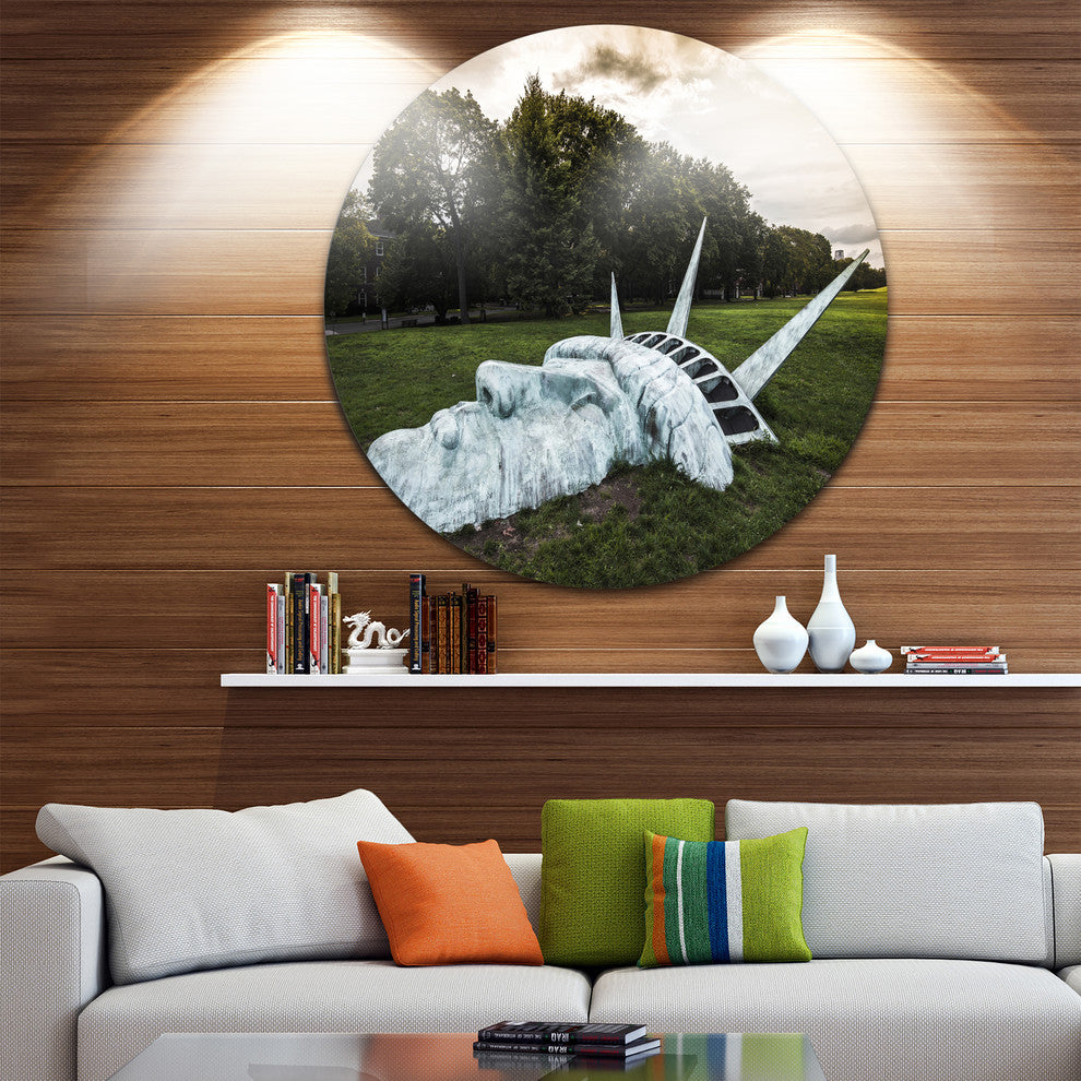 Statue Of Liberty, Landscape Photography Round Wall Art, 38"