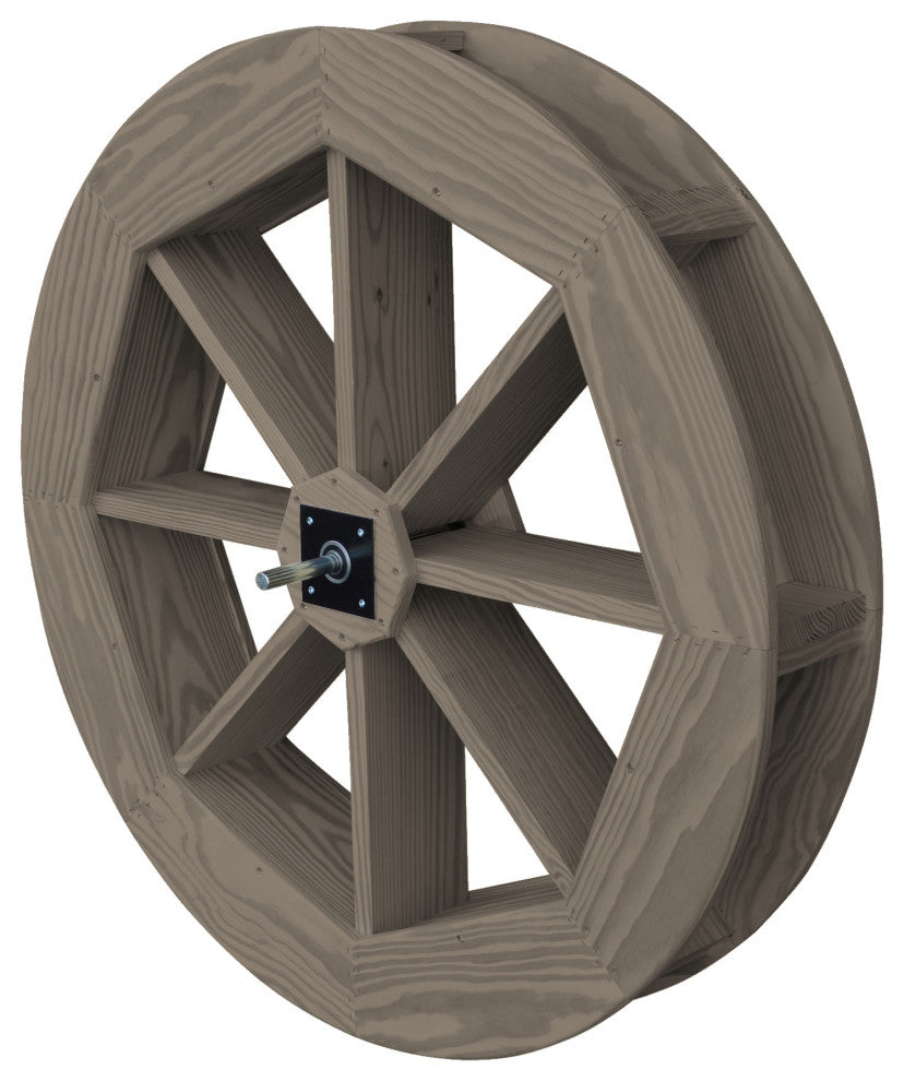 Pressure Treated Pine Waterwheel, Gray Stain, 36"