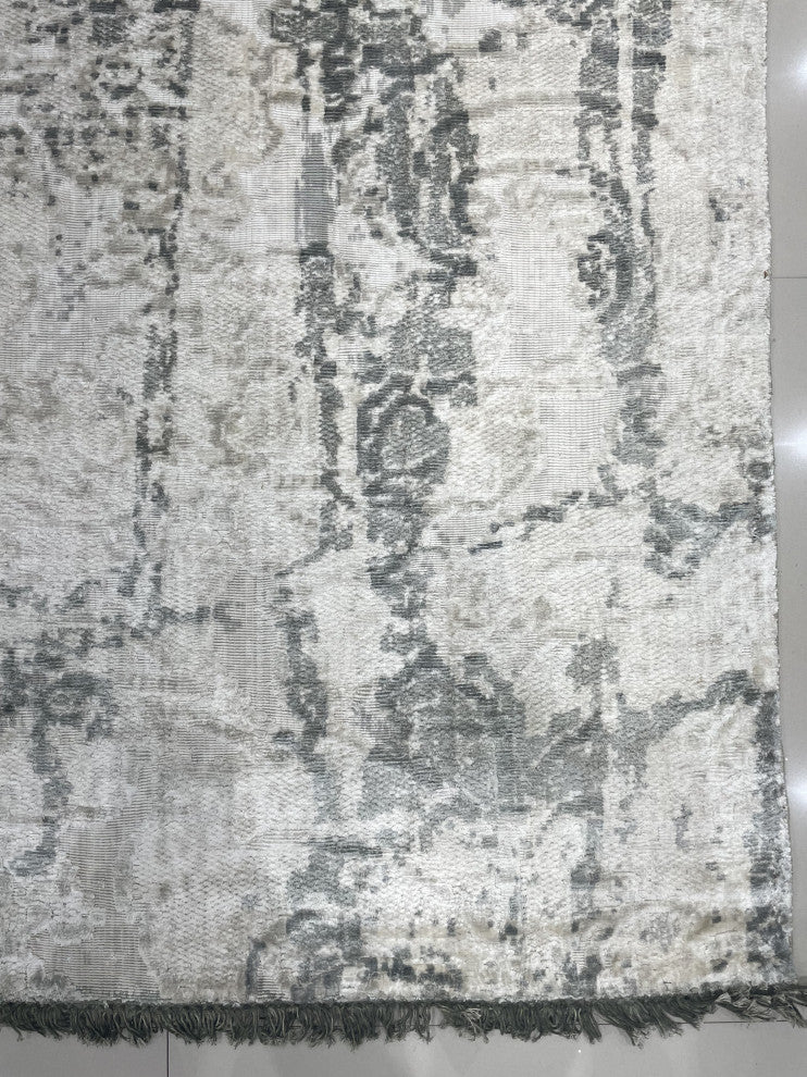 Hand-Knotted Wool Ivory/Gray Transitional Modern Modern Rug, 7' X 9'