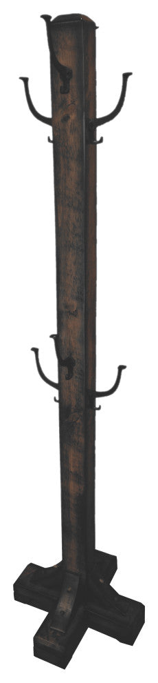 Barnwood Style Timber Peg Coat Tree, Dusk