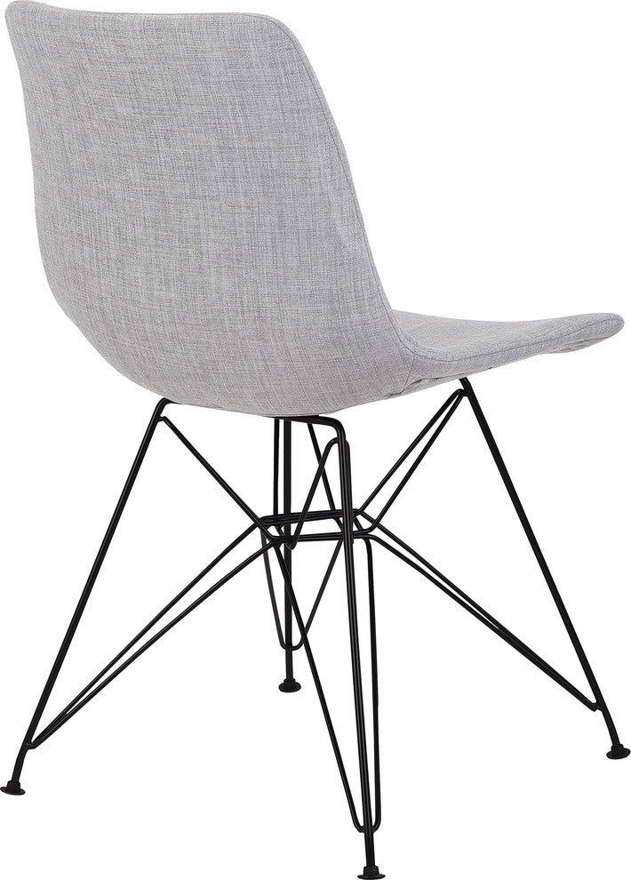 Palmetto Contemporary Dining Chair in Grey Fabric with Black Metal Legs