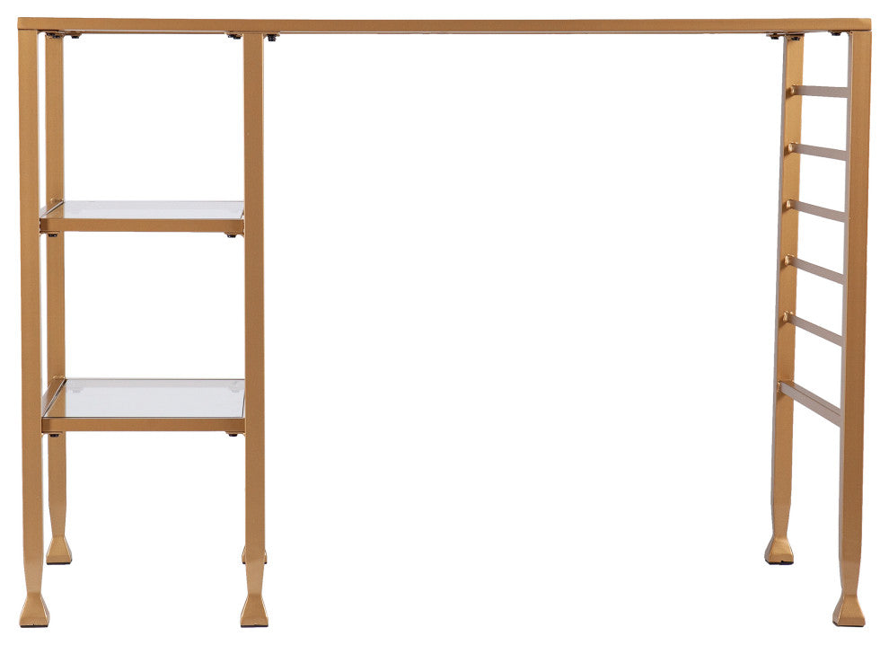 Helston Gold Metal/Glass Writing Desk