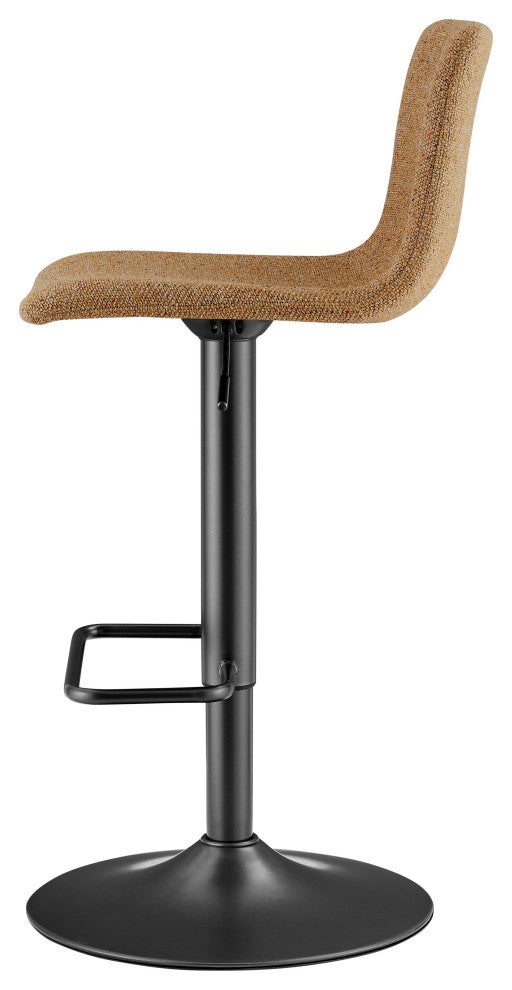 Bruce Gaslift Bar Stool, Pebbled Mustard, Fabric