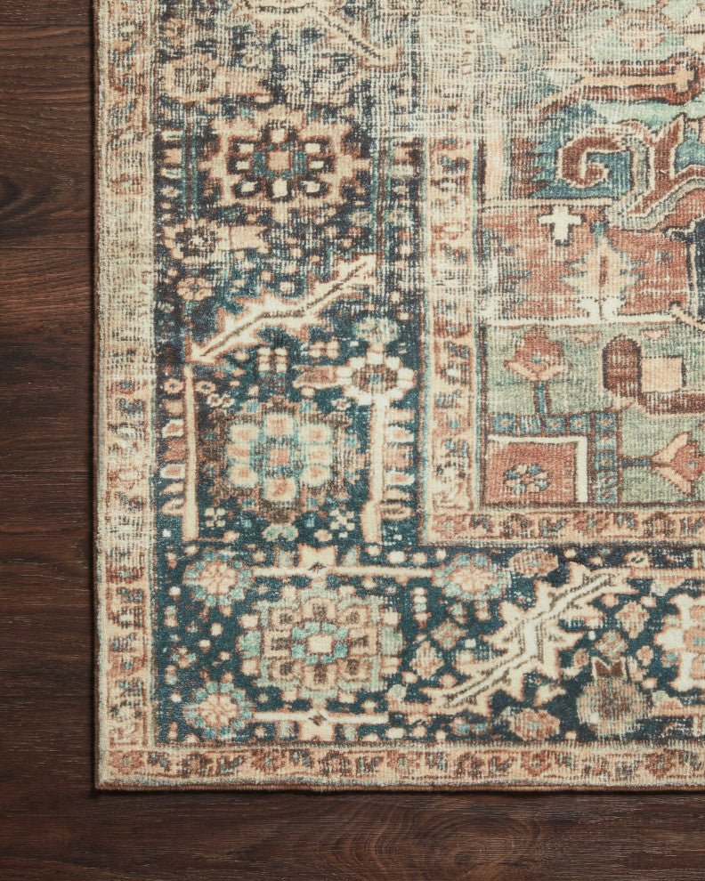 Margot Oriental Terracotta/Lagoon Area Rug, 7'6"x9'6"