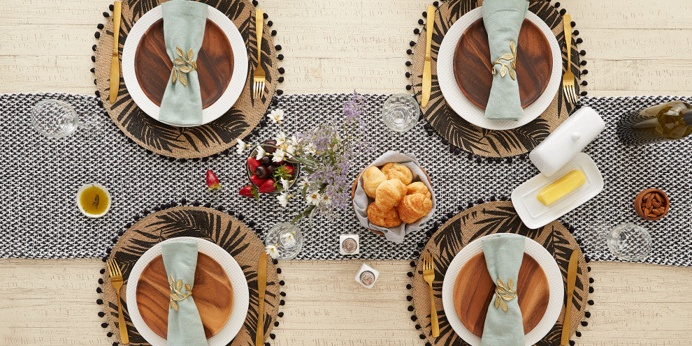 Black Woven Table Runner 15x72
