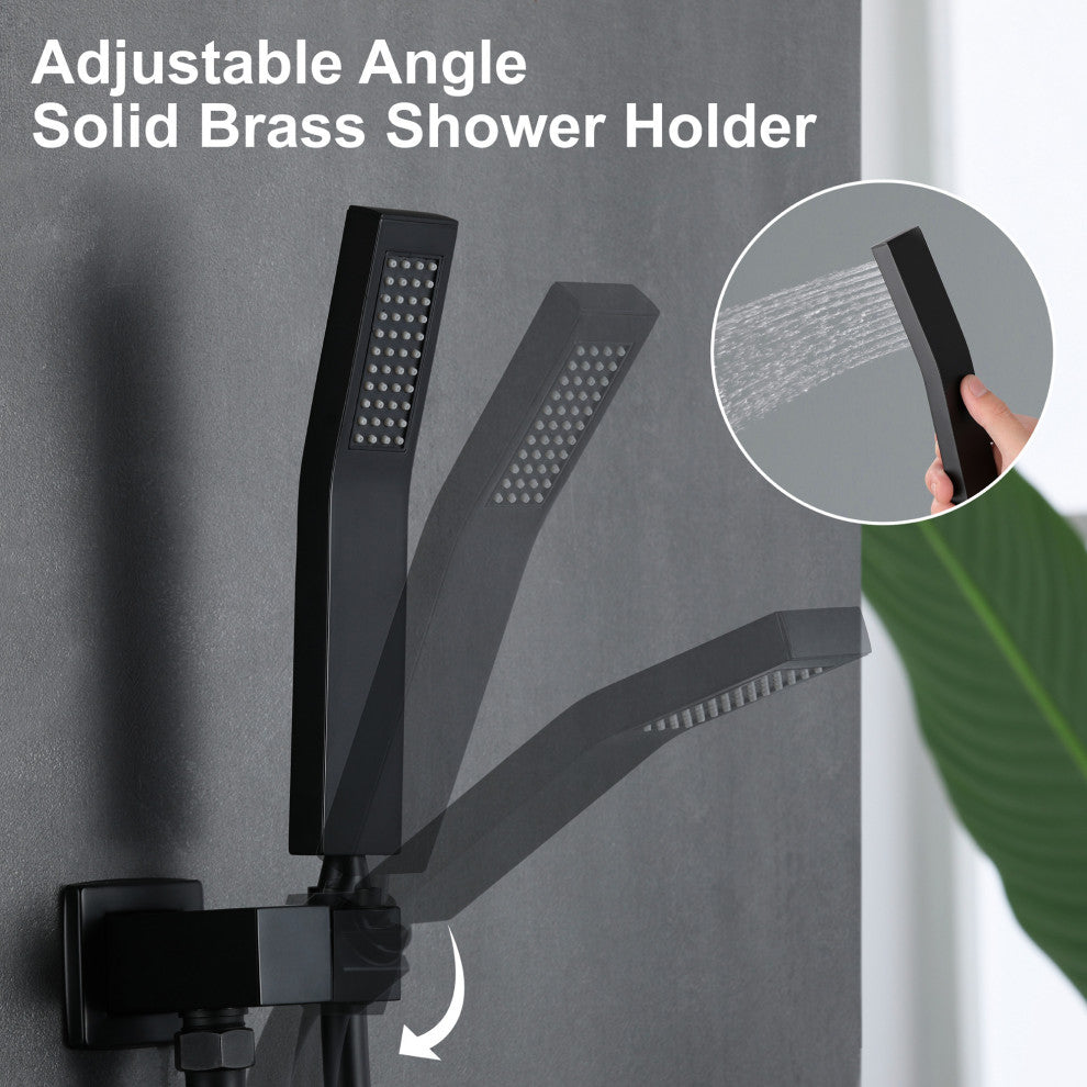 Wellfor Shower System, Ceiling Rain Shower Head With Handheld Combo Set