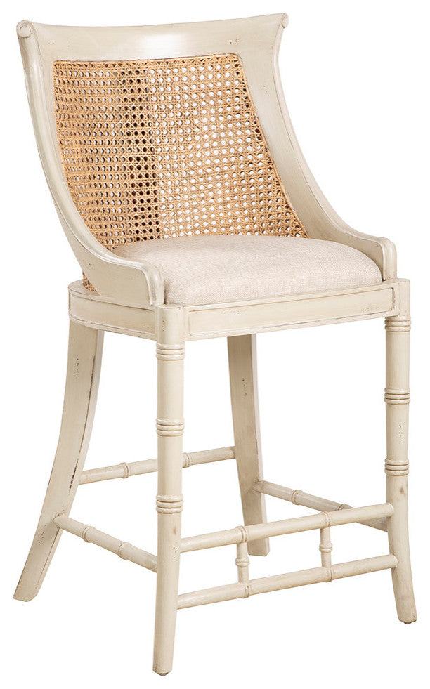 Spoonback 41" Tall Counter Stool, Cream
