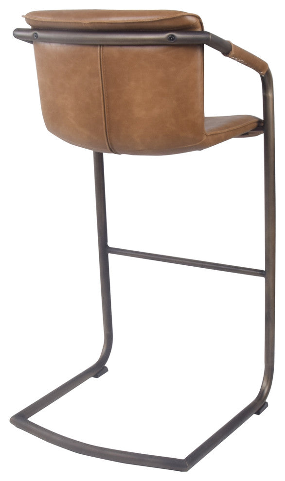 Indy Stool, Set of 2, Antique Cigar Brown, Bar Stool, Faux Leather