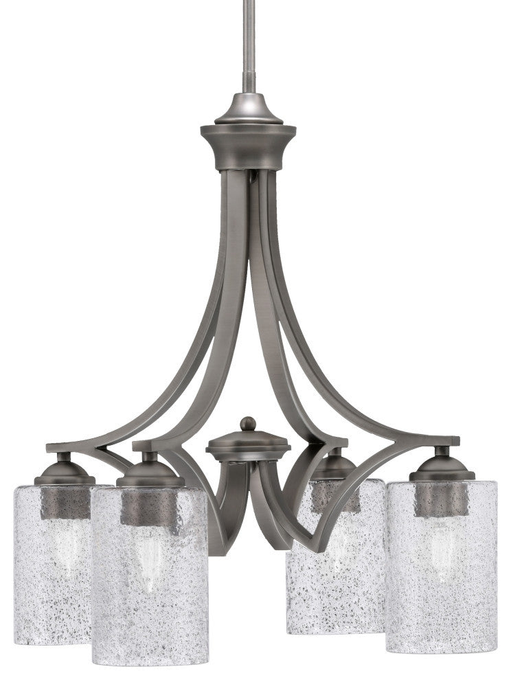 Zilo Downlight, 4 Light, Chandelier, Graphite Finish, 4" Smoke Bubble Glass