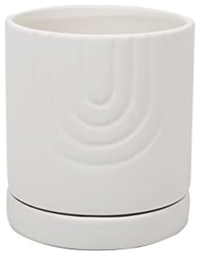 Ceramic Flower & Plant Vase, 4.80"L x 5.28"H x 4.88"W, White