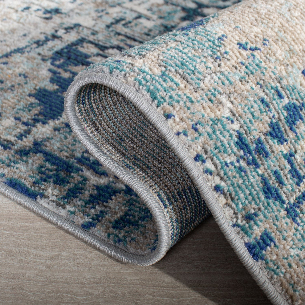Safavieh Madison Mad460K Organic and Abstract Rug, Gray and Blue, 10'0"x10'0" Square