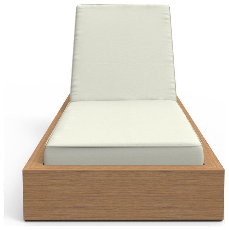 Brixton Chaise Lounge, Wire Brushed Natural Teak Wood, Canvas Natural