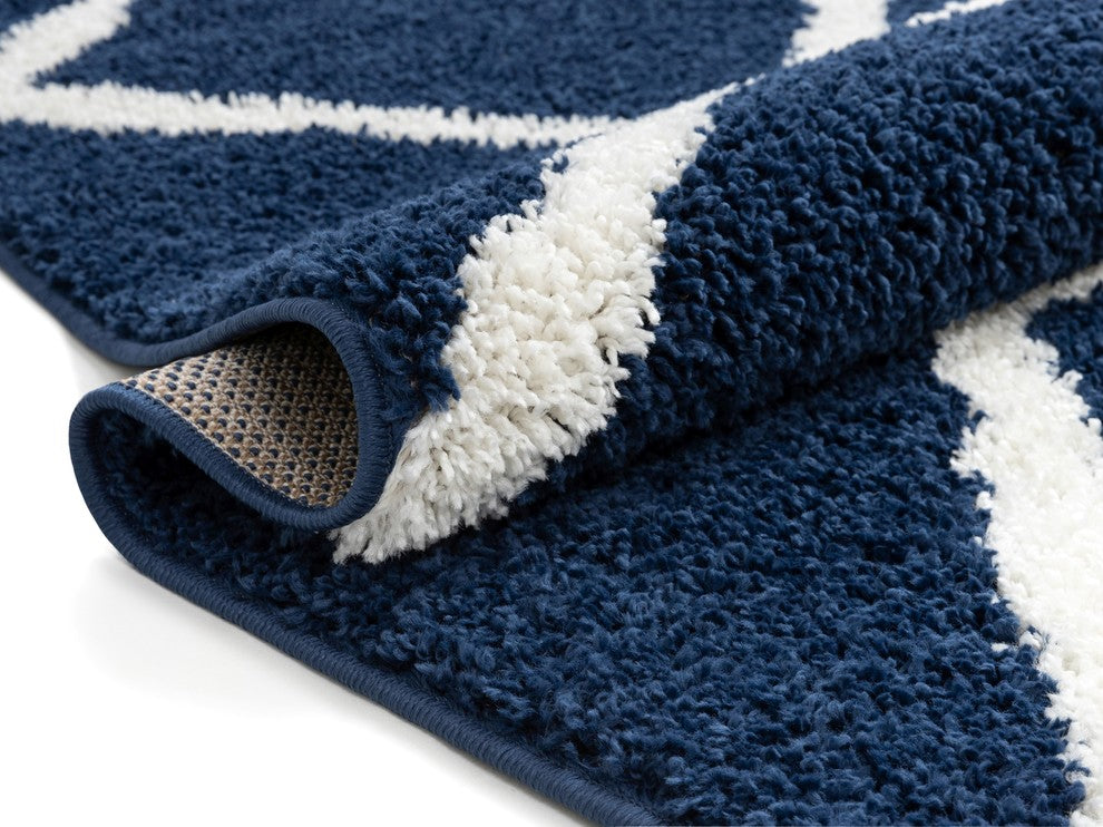 Well Woven Cabana Moroccan Trellis Shag Celosia 5'3"x7'3" Blue Area Rug