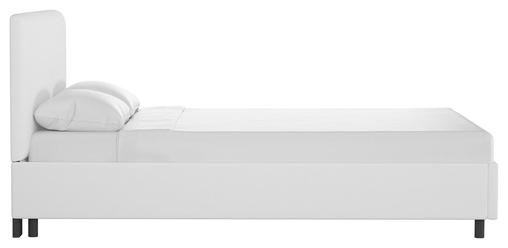 Browder Upholstered Platform Bed, Twill White, Queen