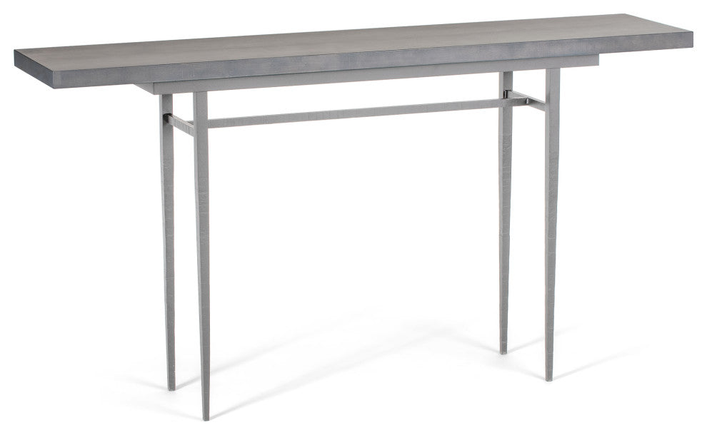 Wick 60" Console Table, Vintage Platinum Finish, Maple Grey Accents