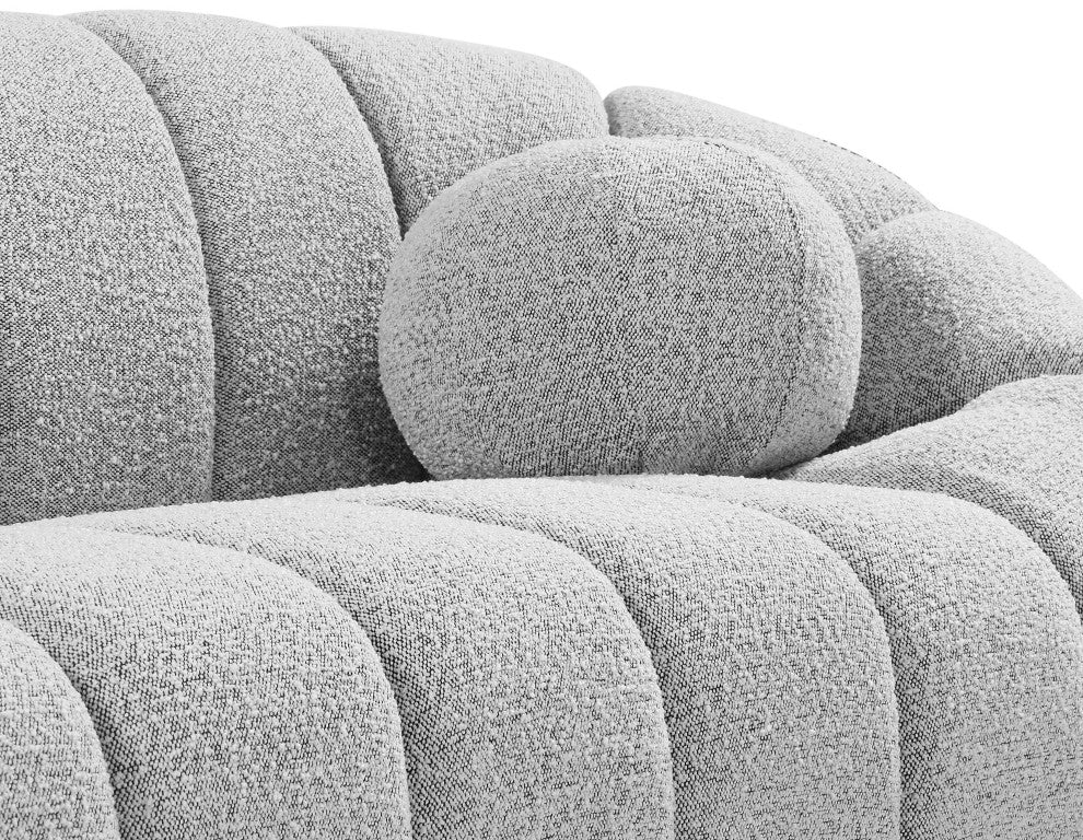 Elijah Boucle Fabric Upholstered Sofa, Grey
