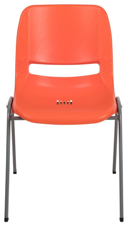 5 Pack Multipurpose Chair, Stackable Design With Plastic Seat & Back, Orange