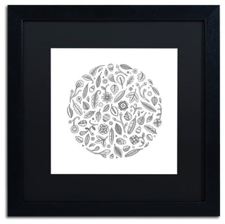 Filippo Cardu 'Leaf Circle' Art, Black Frame, Black Mat, 16x16