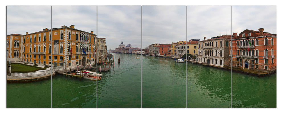 Green Waters in Venice Grand Canal, Landscape Canvas Print, 70"x28", 6 Panels