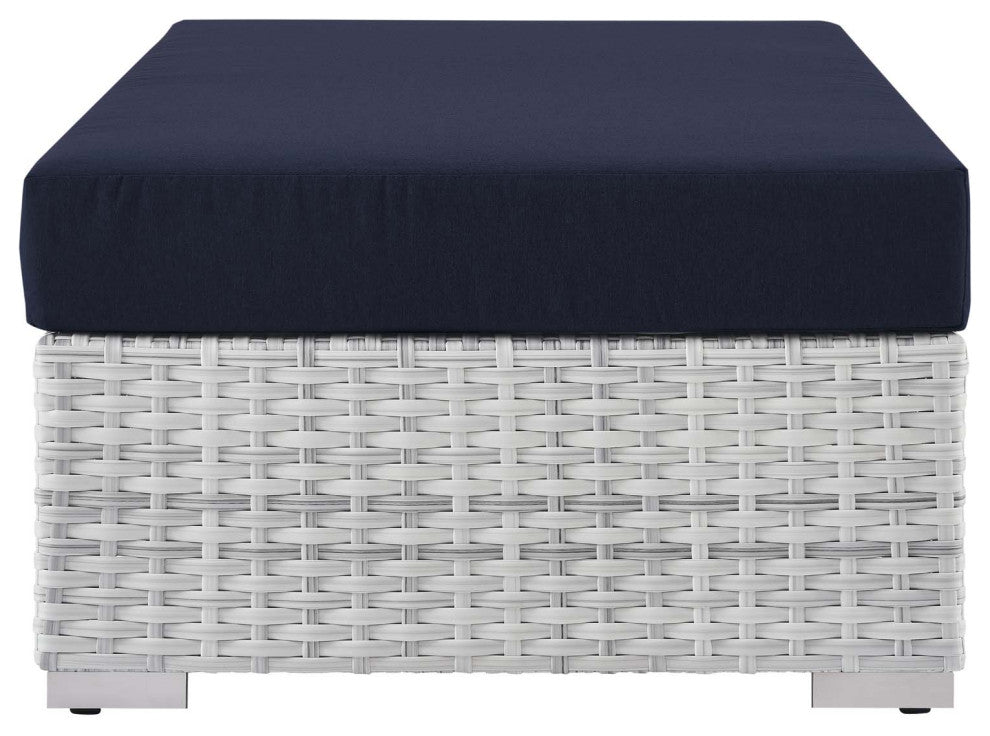 Convene Outdoor Patio Rectangular Ottoman Light Gray Navy
