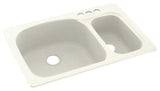 Swan 33x22x9 Solid Surface Kitchen Sink, 3-Hole, Bisque