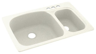 Swan 33x22x9 Solid Surface Kitchen Sink, 3-Hole, Bisque