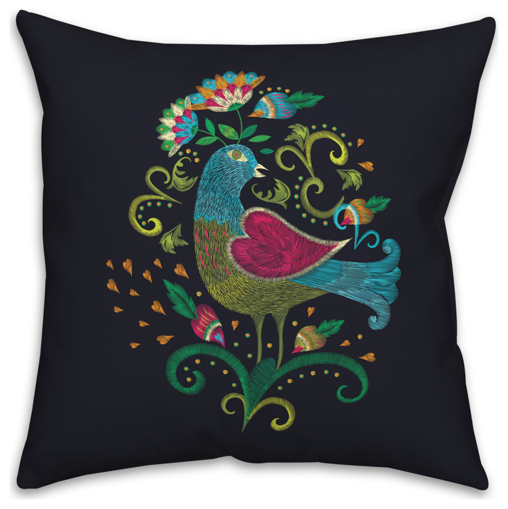 Bright Folk Bird 18x18 Spun Poly Pillow