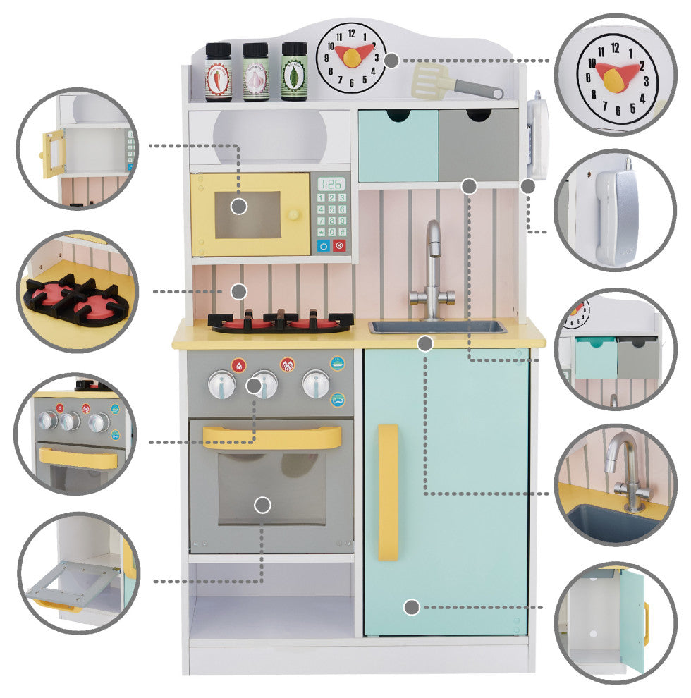 Florence Play Kitchen Cooking Playset, White
