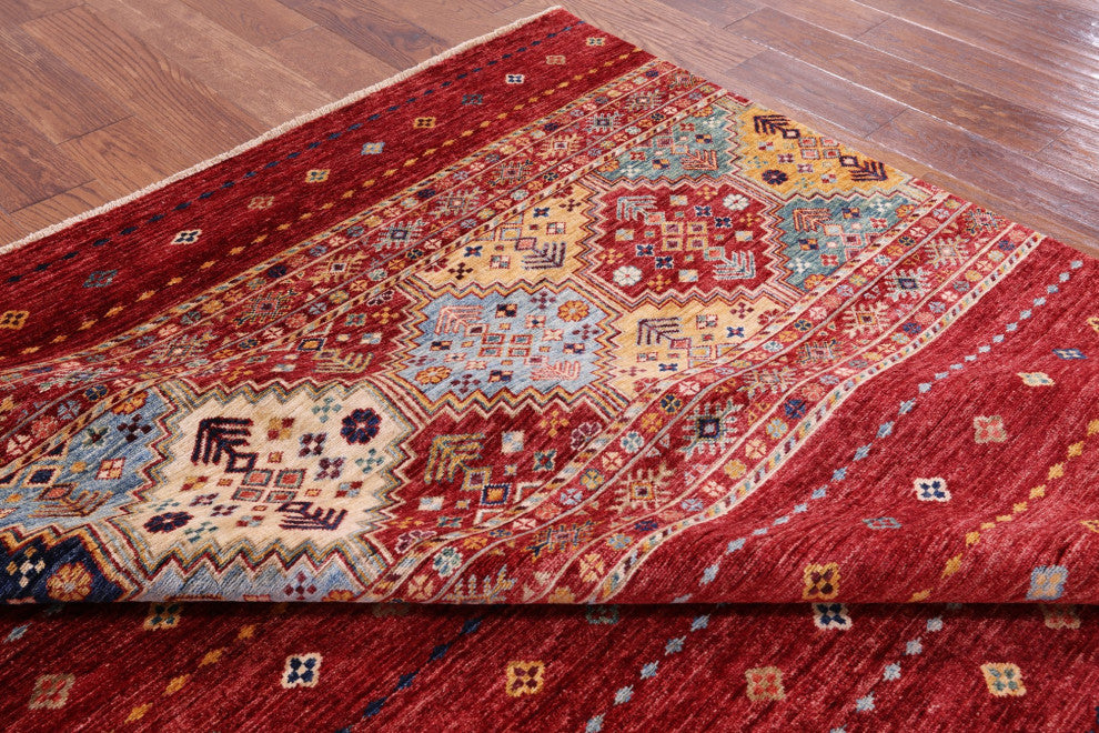 Super Kazak Khorjin Hand-Knotted Rug 6' 8" X 9' 10" Q5423