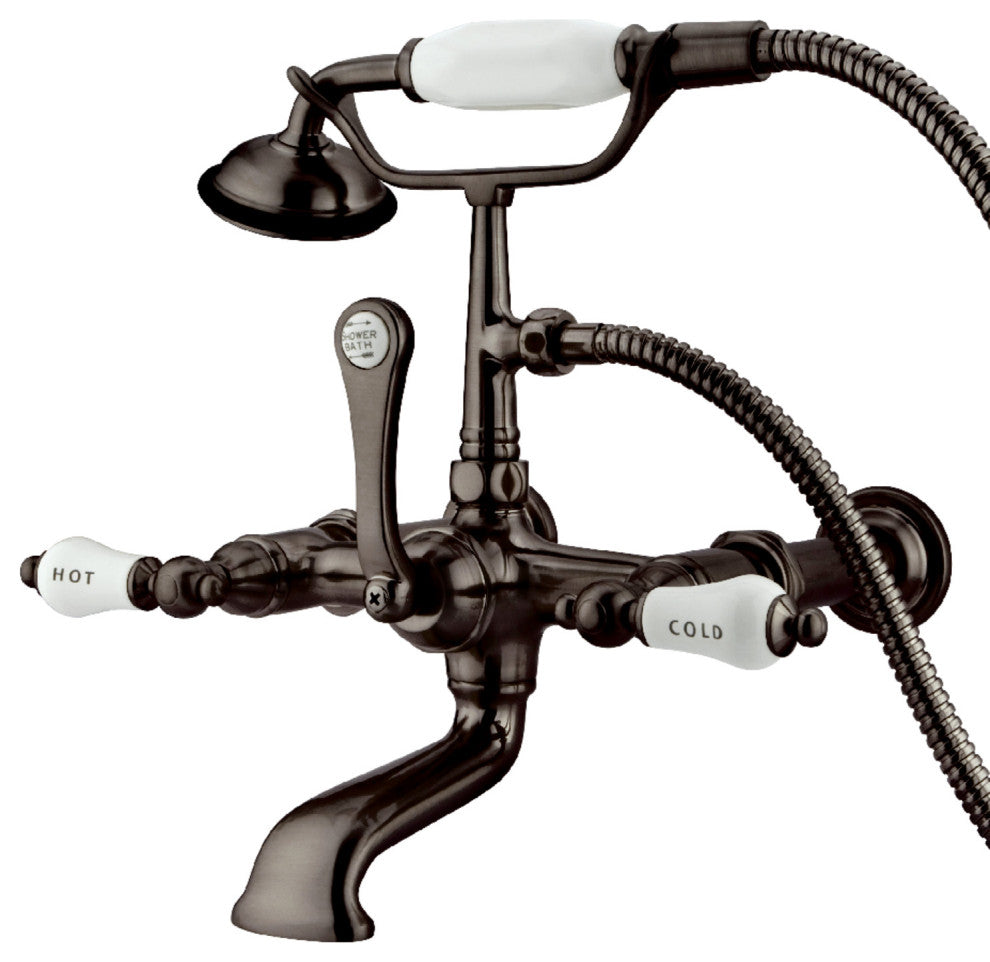 Kingston Brass 7" Wall Mount Tub Faucet With Hand Shower, Oil Rubbed Bronze