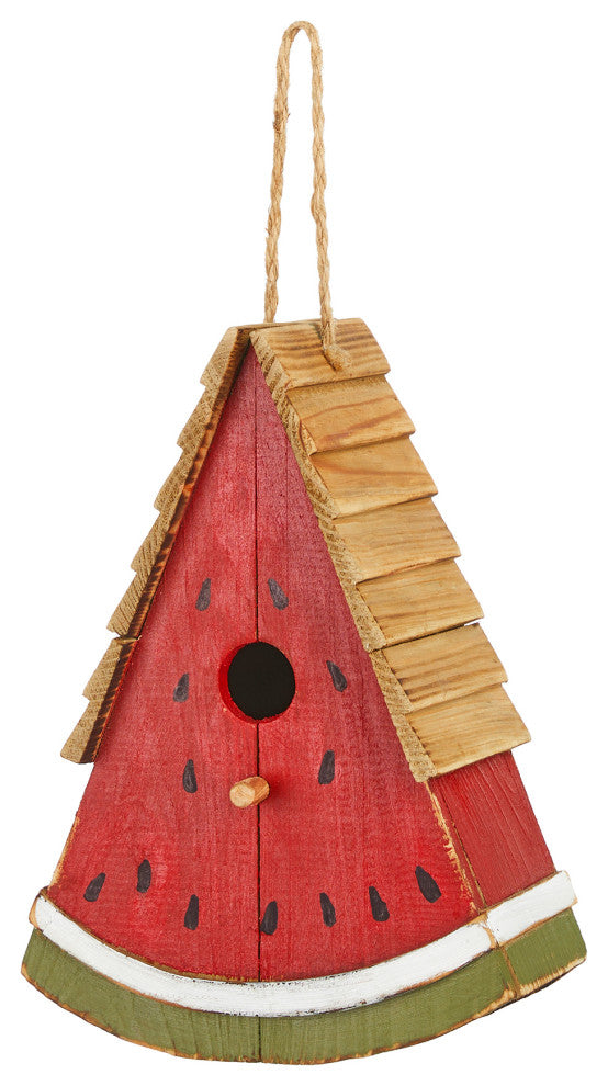 Wood Watermelon Birdhouse for Bluebird, Outdoor Hanging Birdhouse