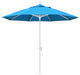 9' Matted White Collar Tilt Crank Lift Aluminum Umbrella, Sunbrella, Canvas Cyan