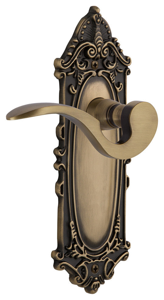 Victorian Plate With Manor Lever, Antique Brass, Passage, Non-Handed
