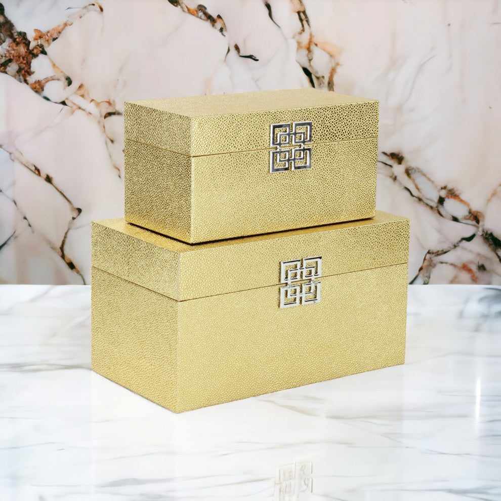 Galena "Double Happiness" Faux Shagreen Box Set, Gold