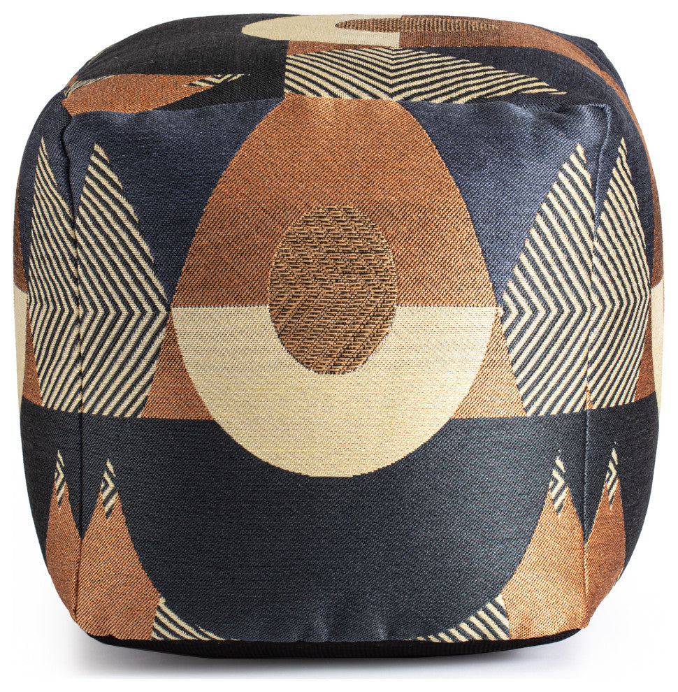 Martinique Orange 18" x 18" x 18" Multicolor Pouf