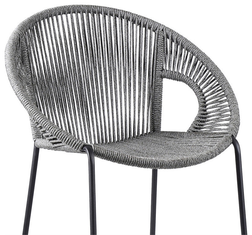 Acapulco 26" Indoor Outdoor Steel Bar Stool With Rope, Gray
