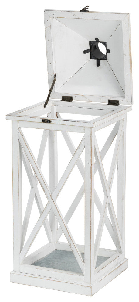 Set of 2 Farmhouse Wooden Lantern, White