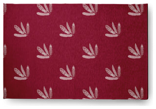 Feather Pattern Fall Design Chenille Area Rug, Red, 2'x3'