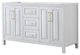 60" Double Bath Vanity, White, No Countertop, No Sink, Gold Trim