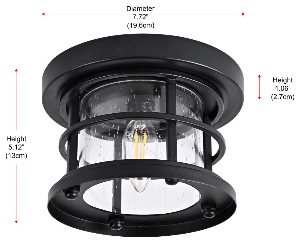 Home Living 8" Outdoor Flush Mount, Black
