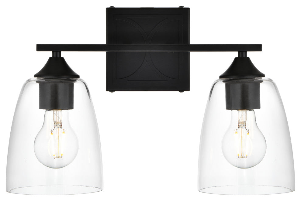 2 Light Black And Clear Bath Sconce