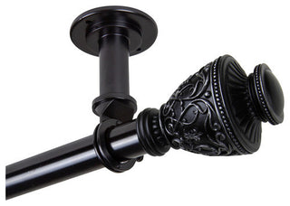 Vase Ceiling 1" Curtain Rod/Room Divider, Black, 28-48"