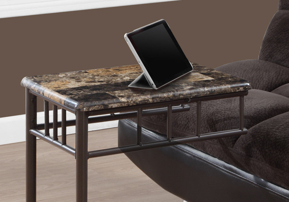 HomeRoots 18" x 12" x 24" Cappuccino Brown Mdf Metal Accent Table