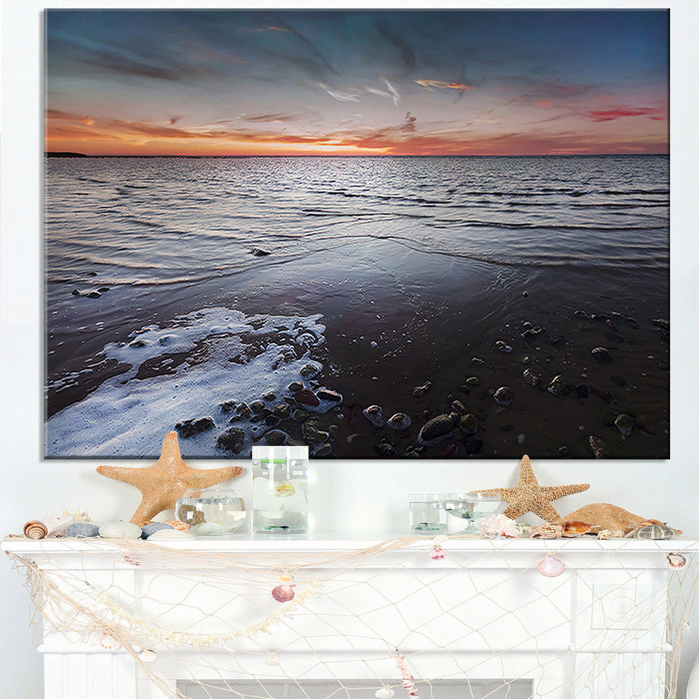 "Beautiful Sunset on Chudskoy Lake" Seascape Wall Art, 32"x16"