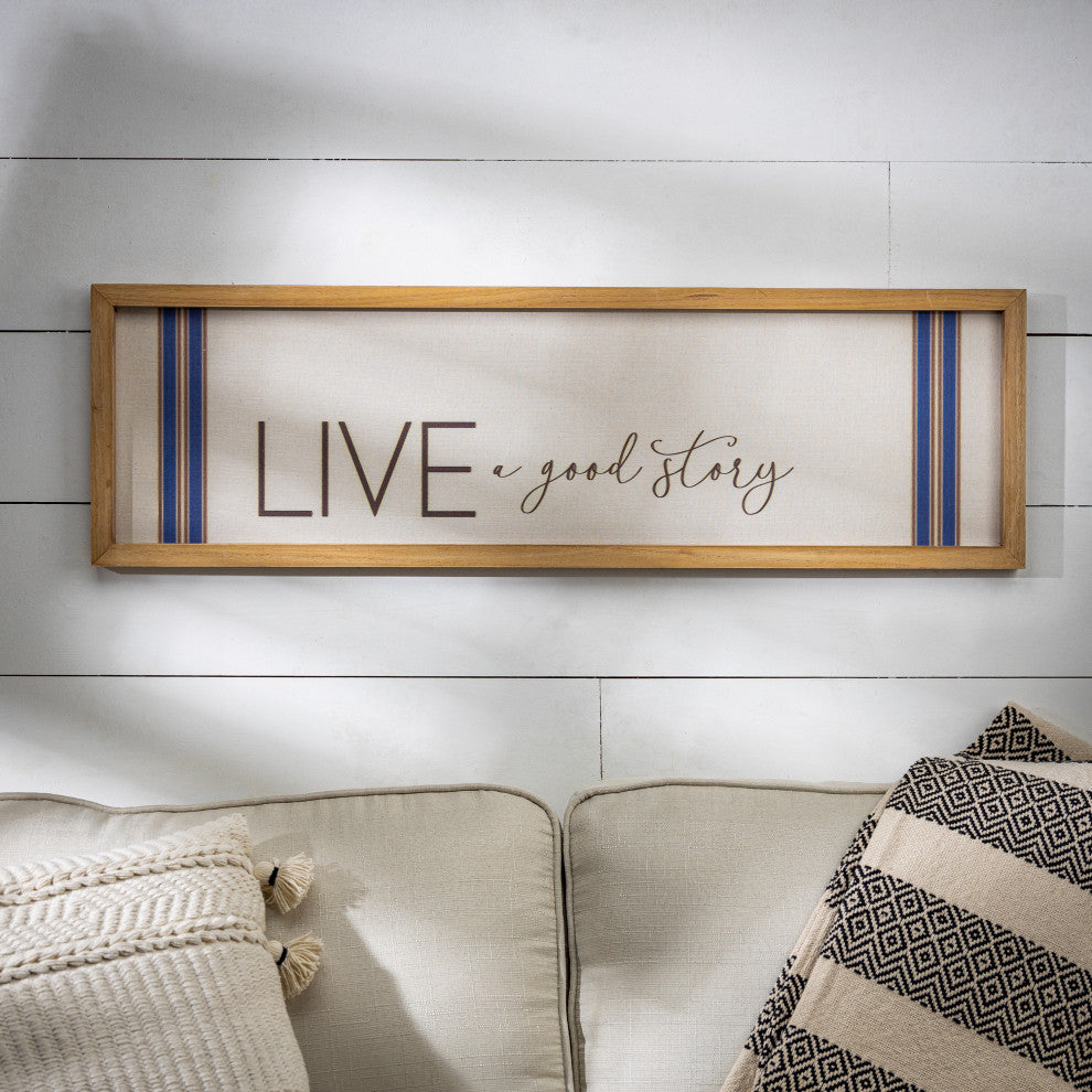 Set of 2, 11.75" Wood and Linen Inspirational Wall Art